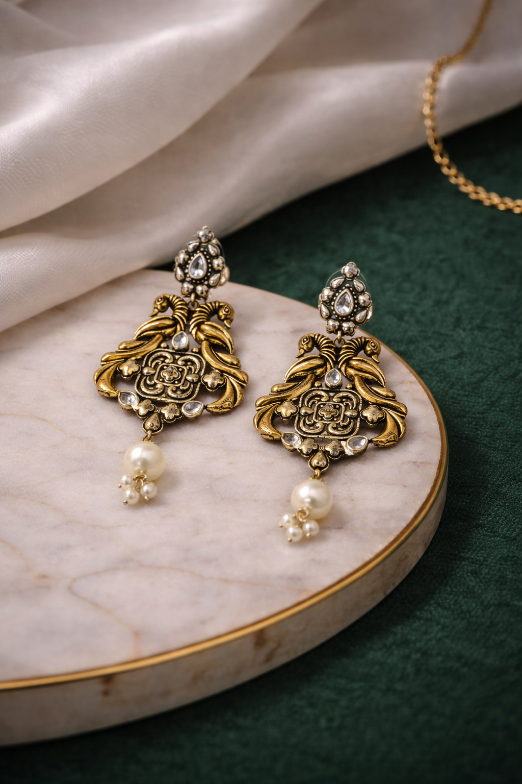 Rajsi Mor Pearl Drop Earrings