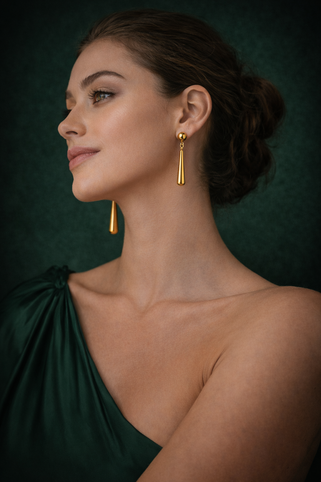 Sleek Gold Drop Long Earrings