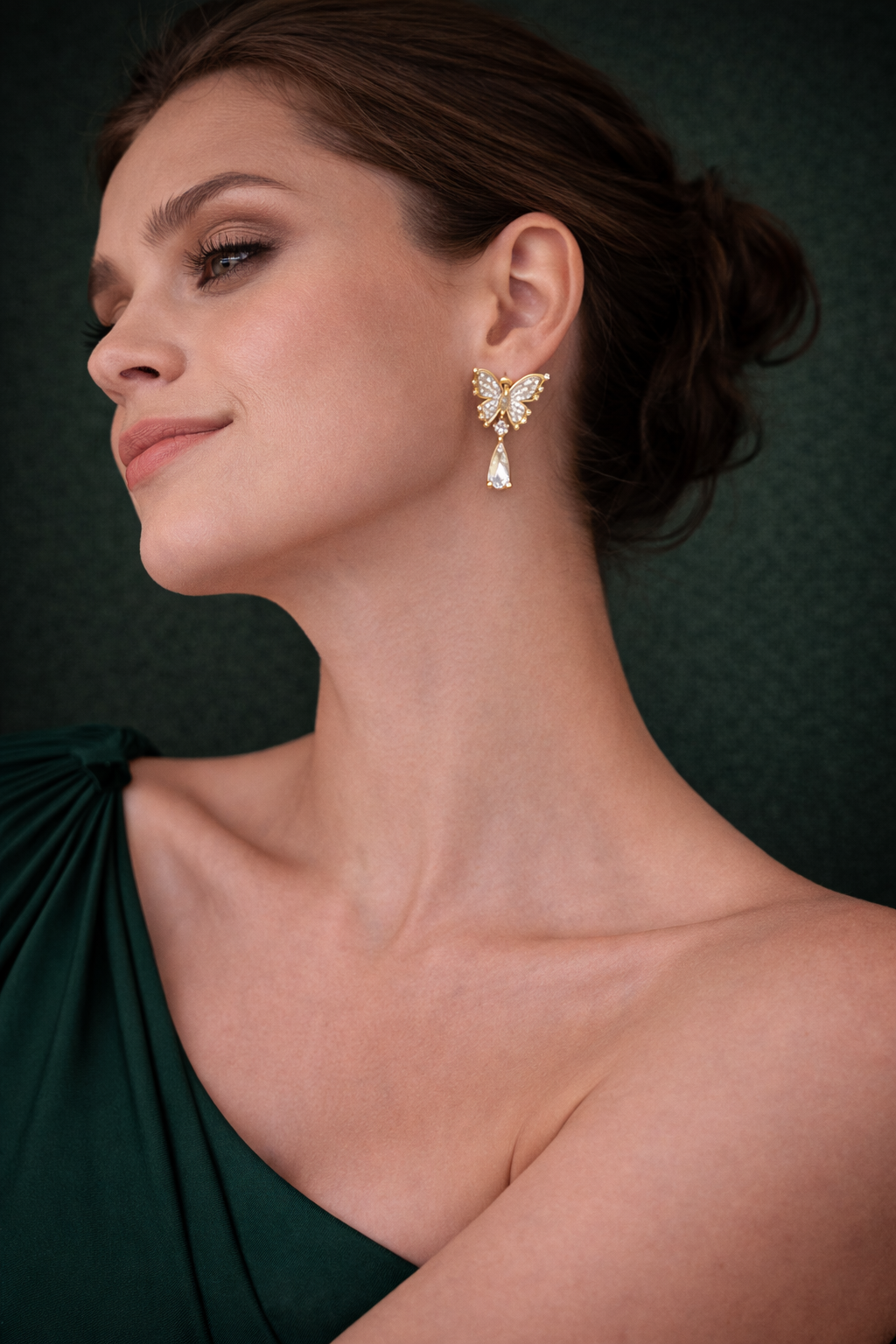 Crystal Butterfly Drop Earrings