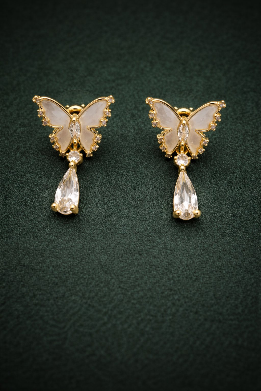 Crystal Butterfly Drop Earrings