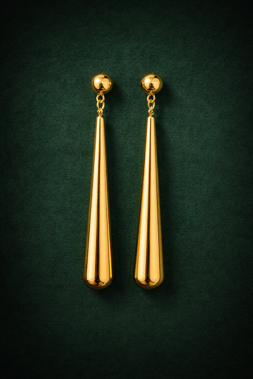 Sleek Gold Drop Long Earrings