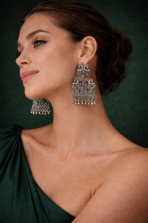 Antique Silver Temple Earrings