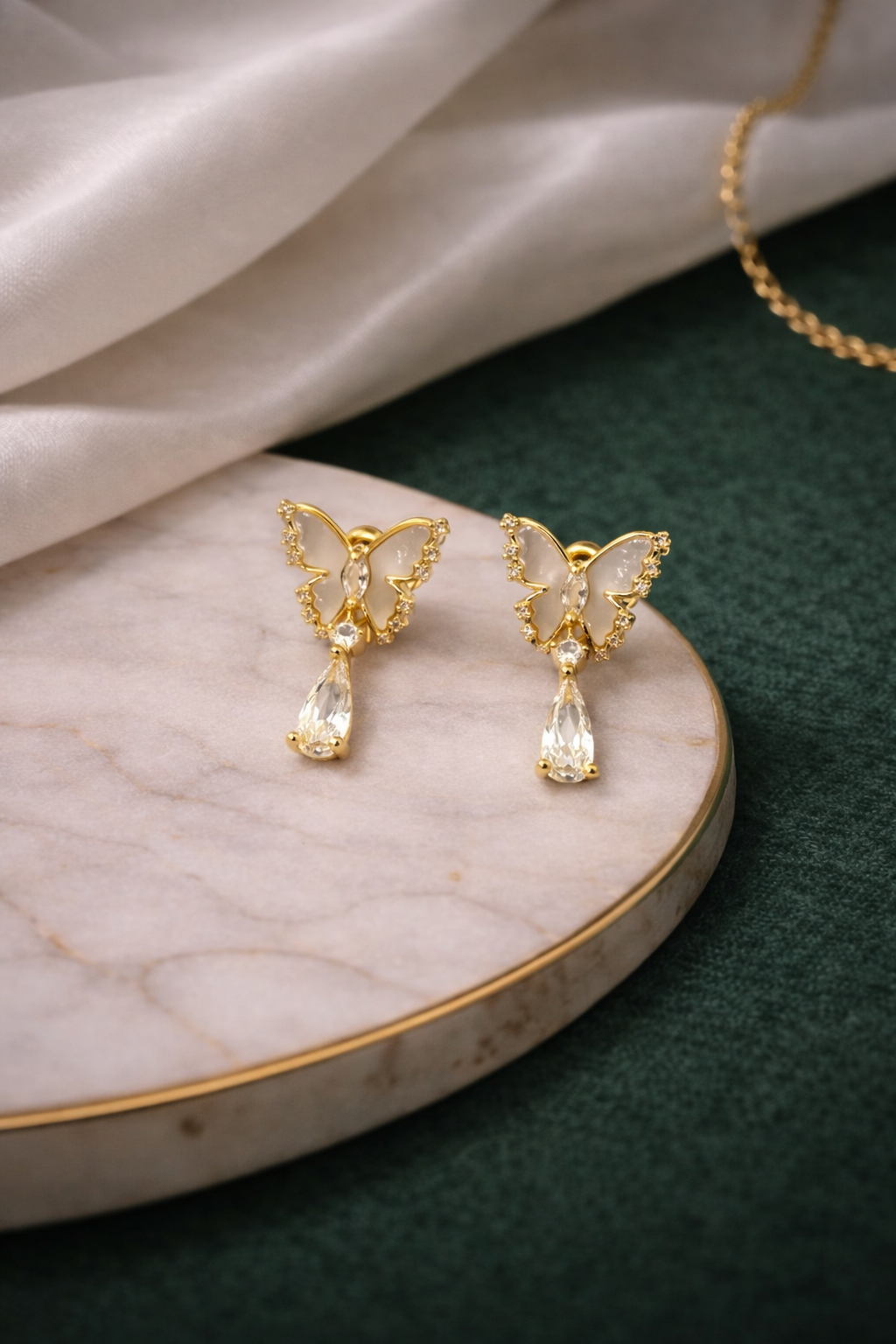 Crystal Butterfly Drop Earrings