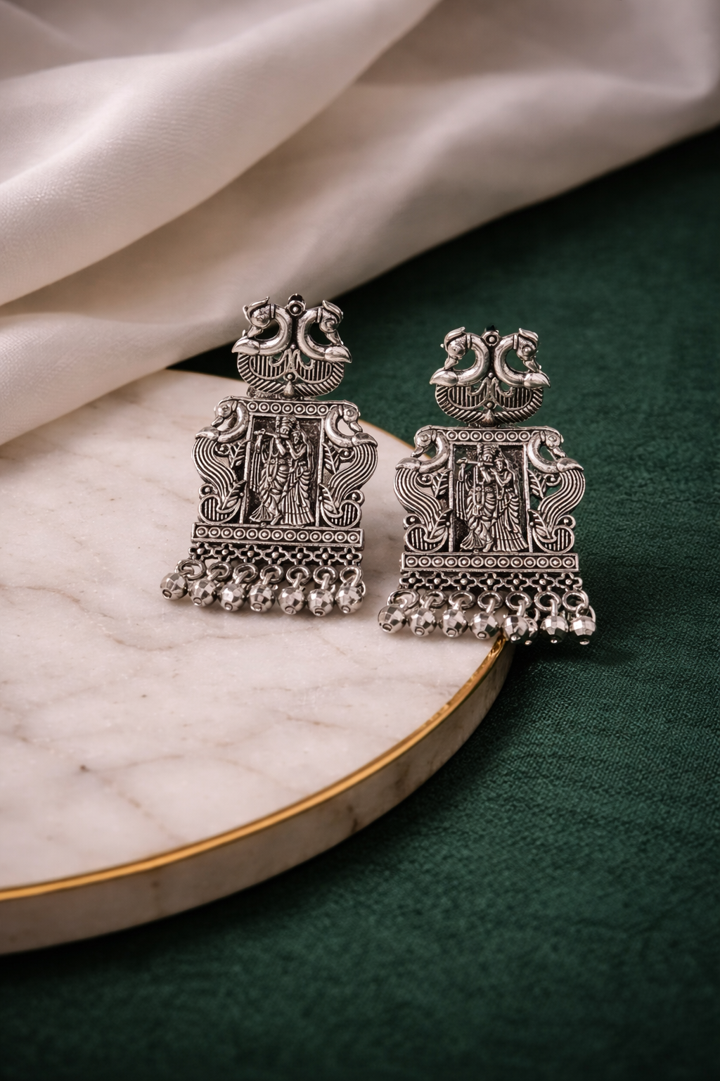 Antique Silver Temple Earrings