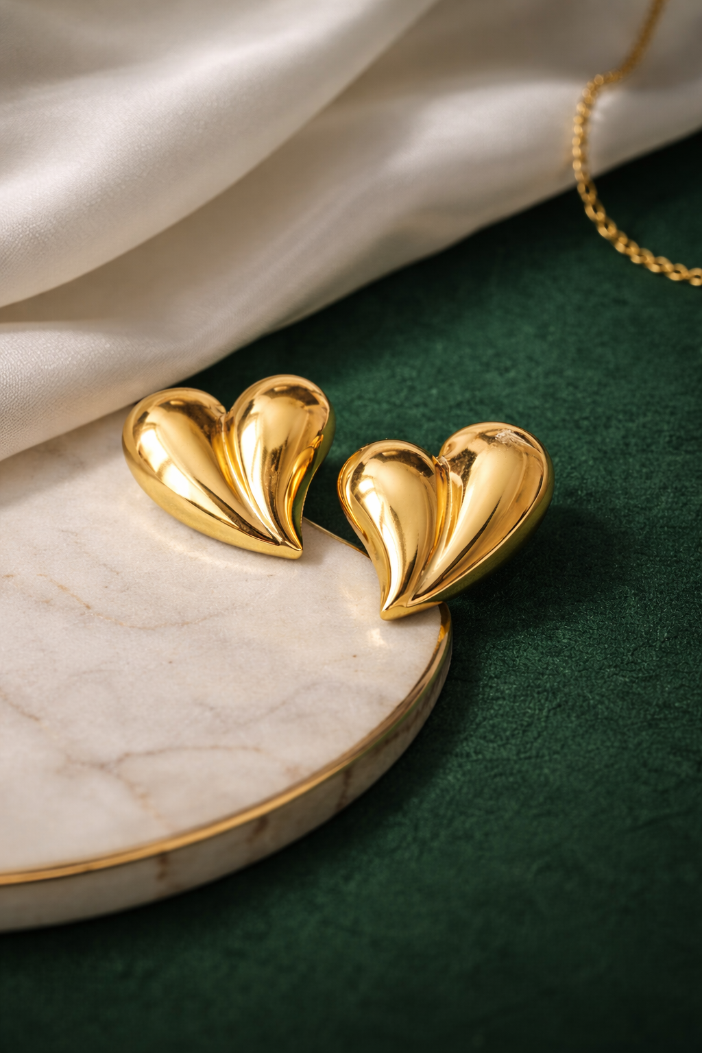 Golden Heart Statement Earrings